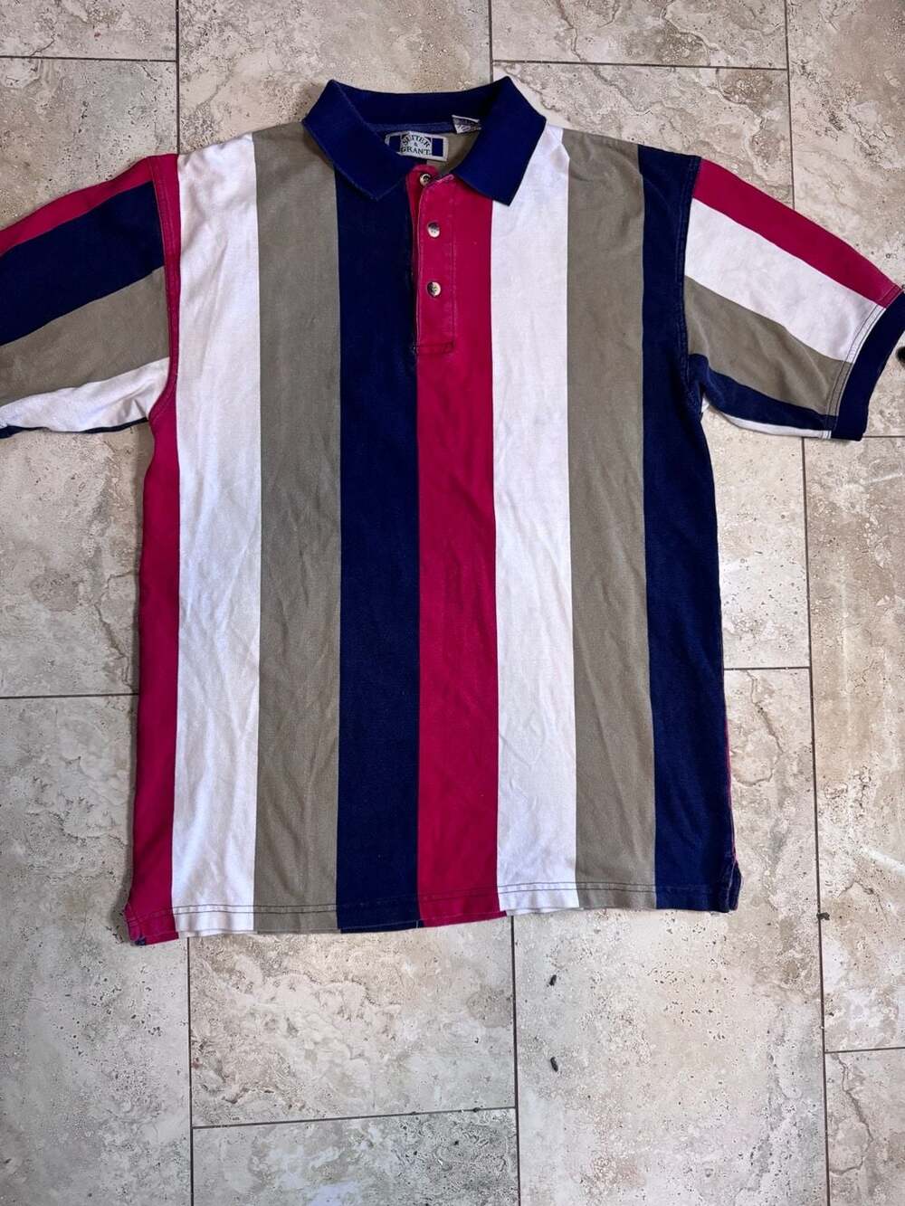 Sutter & Grant Vintage 90s Multi-Color Striped Polo Shirt